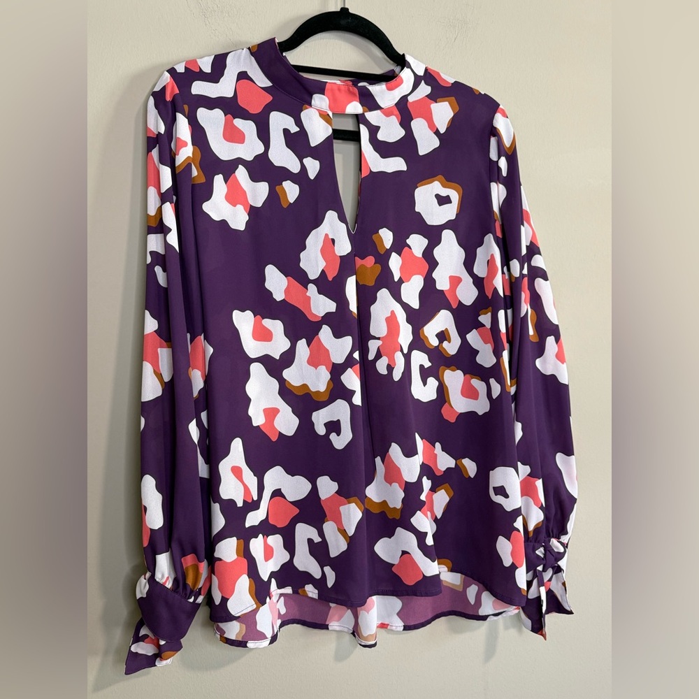Crosby by Mollie Burch purple and orange pattern blouse size M